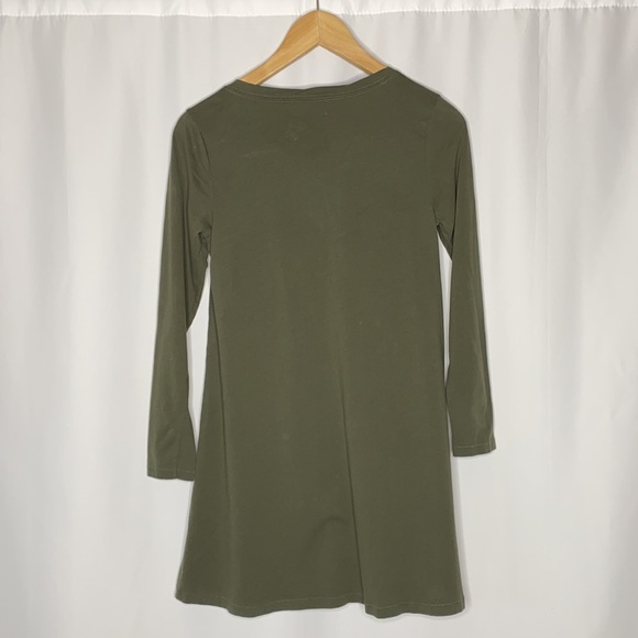 A&F Olive Long Sleeve Pocket T-Shirt Swing Dress - Picture 5 of 7